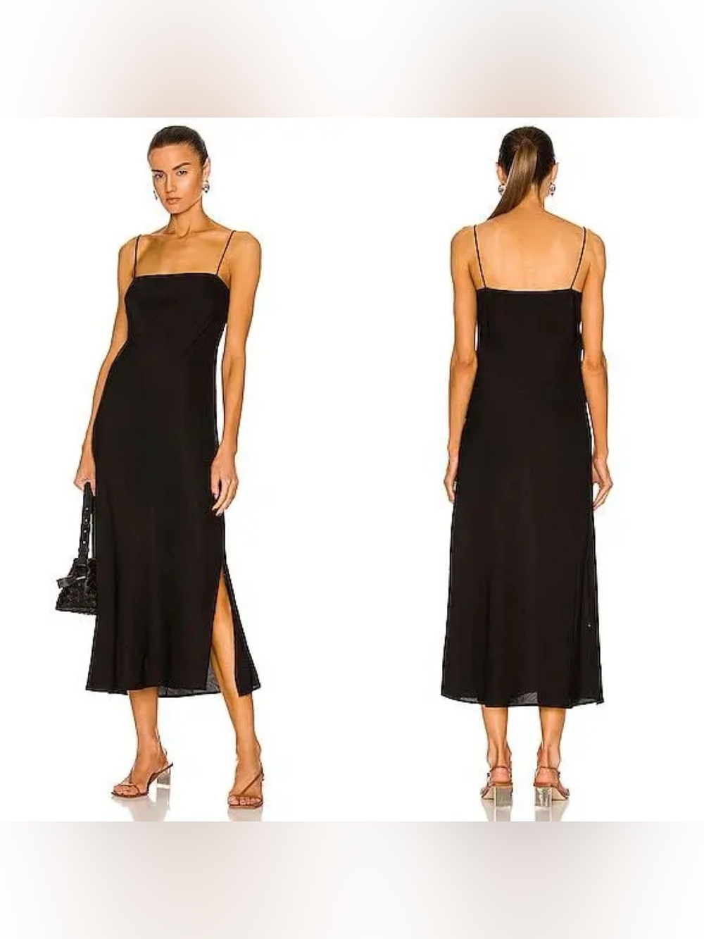ST AGNI Straight neck silk blend midi dress